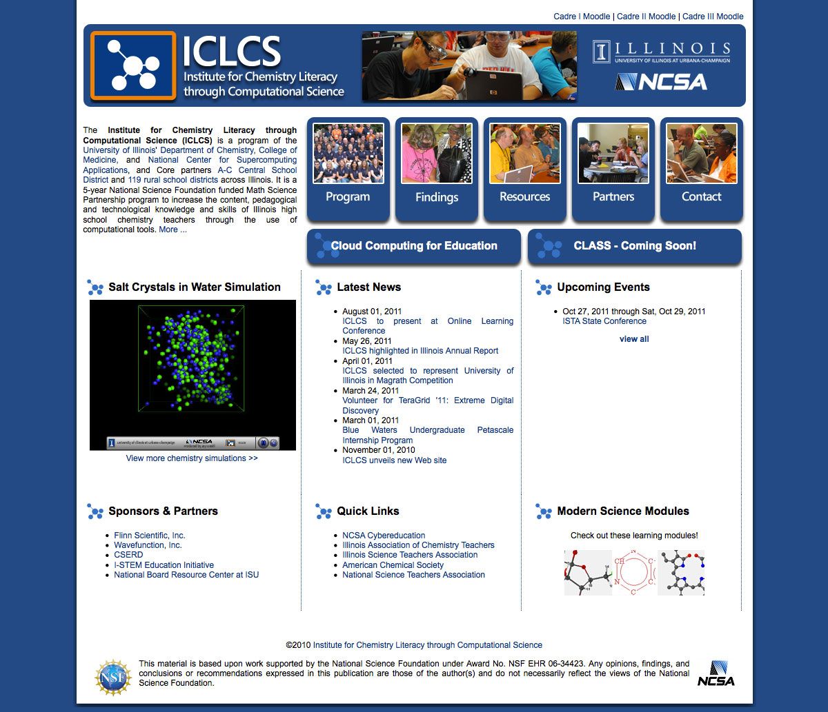 Screen capture of ICLCS Web site in 2010