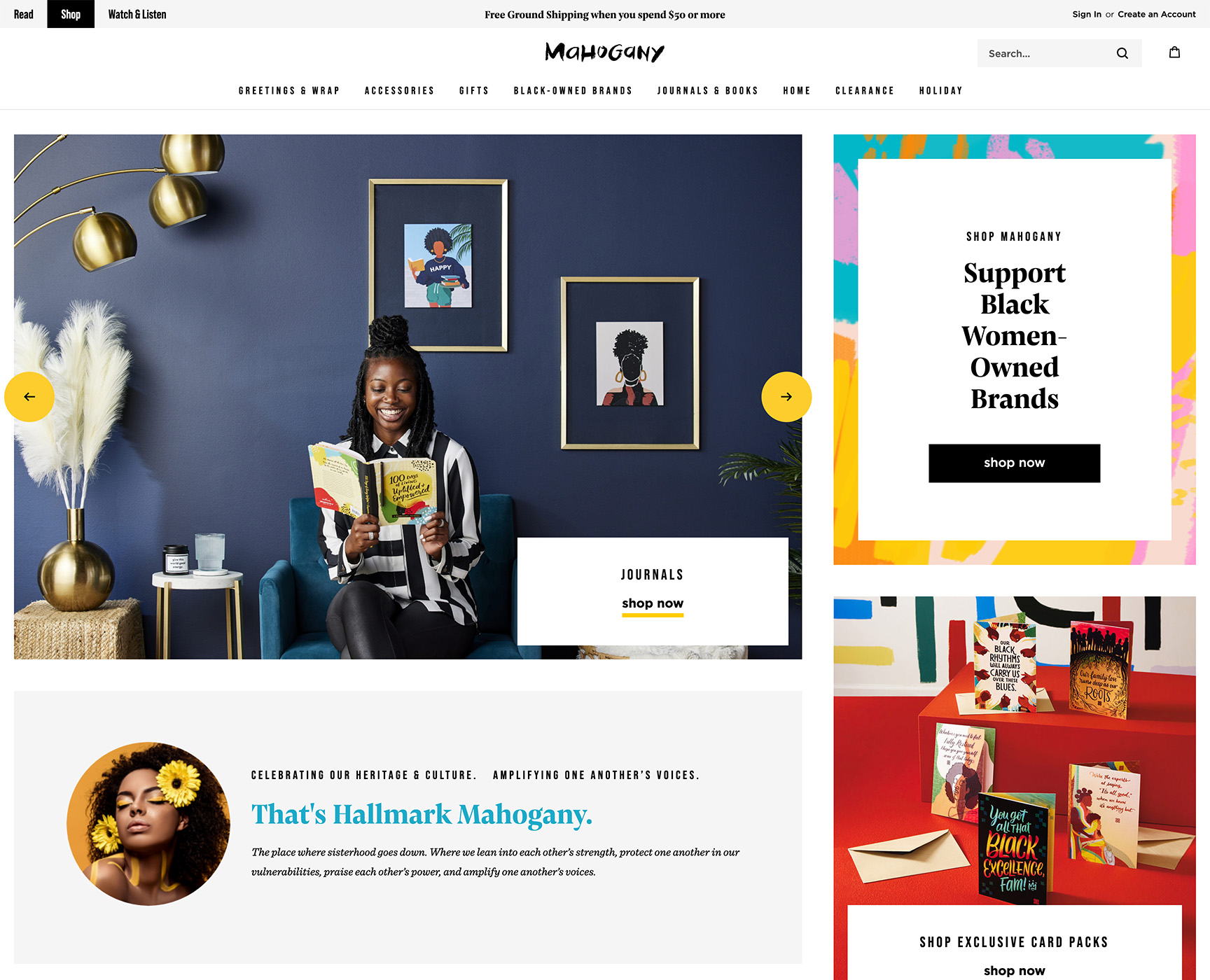 Screen capture of shop.mahogany.com in 2025